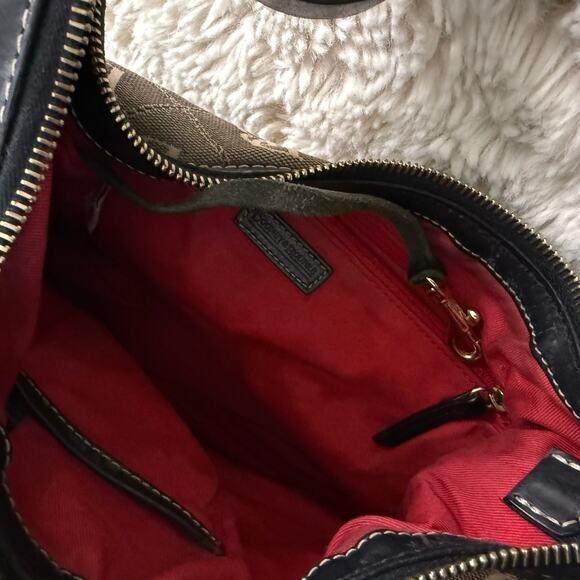 Dooney & Bourke Brown Monogram Canvas Shoulder Bag with Black Leather Trim - Picture 4 of 7